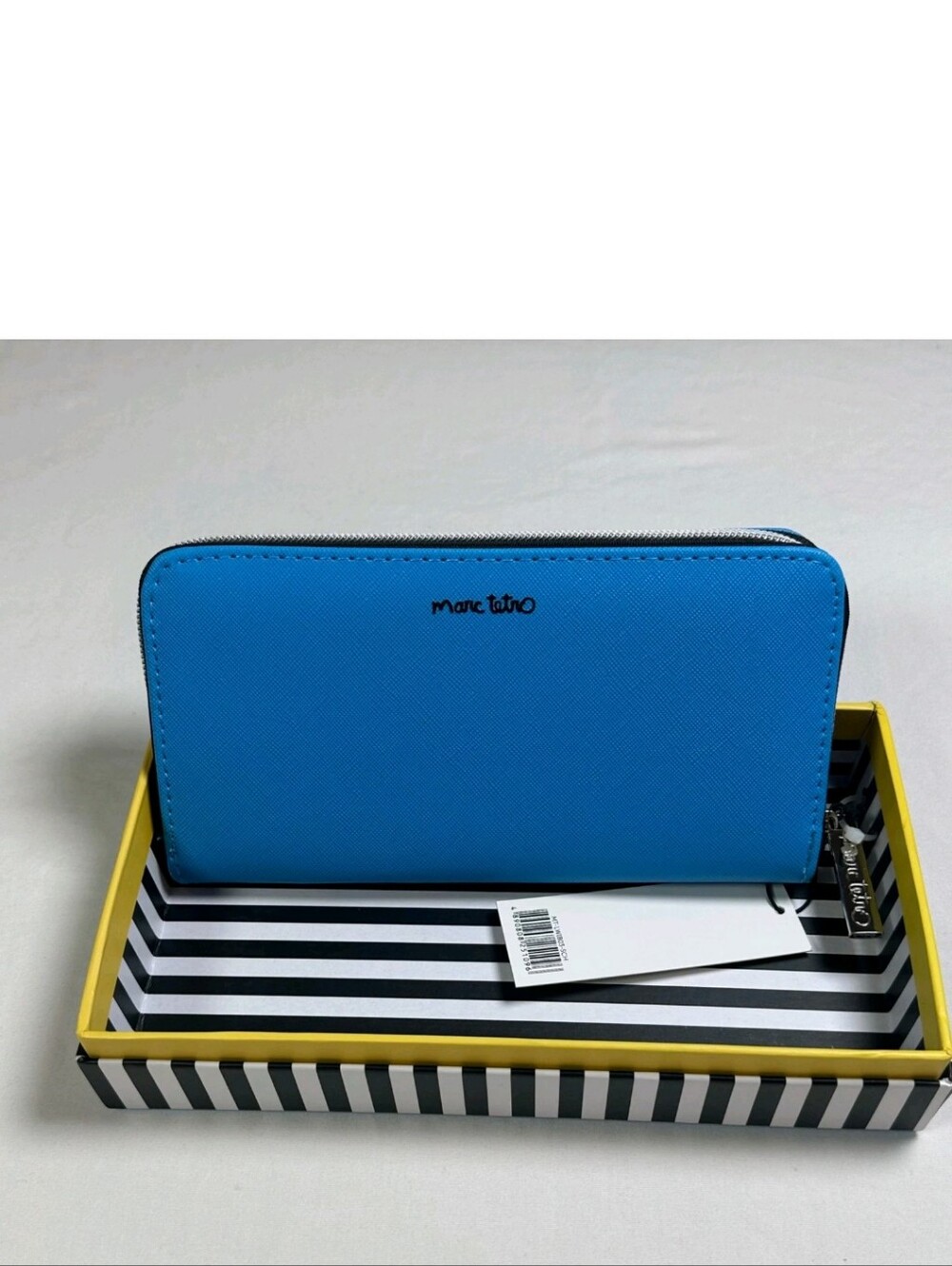 Marc Tetro Schnauzer Dog Zip Around Wallet Clutch Blue New With Tags Gift Box - Picture 4 of 4